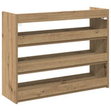 Schoenenrek 80X25X Bewerkt Hout Artisanaal Eikenkleur Artisanaal Eikenkleurig