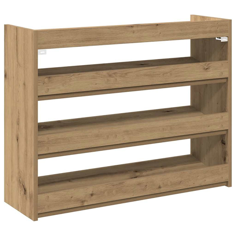 Schoenenrek 80X25X Bewerkt Hout Artisanaal Eikenkleur Artisanaal Eikenkleurig