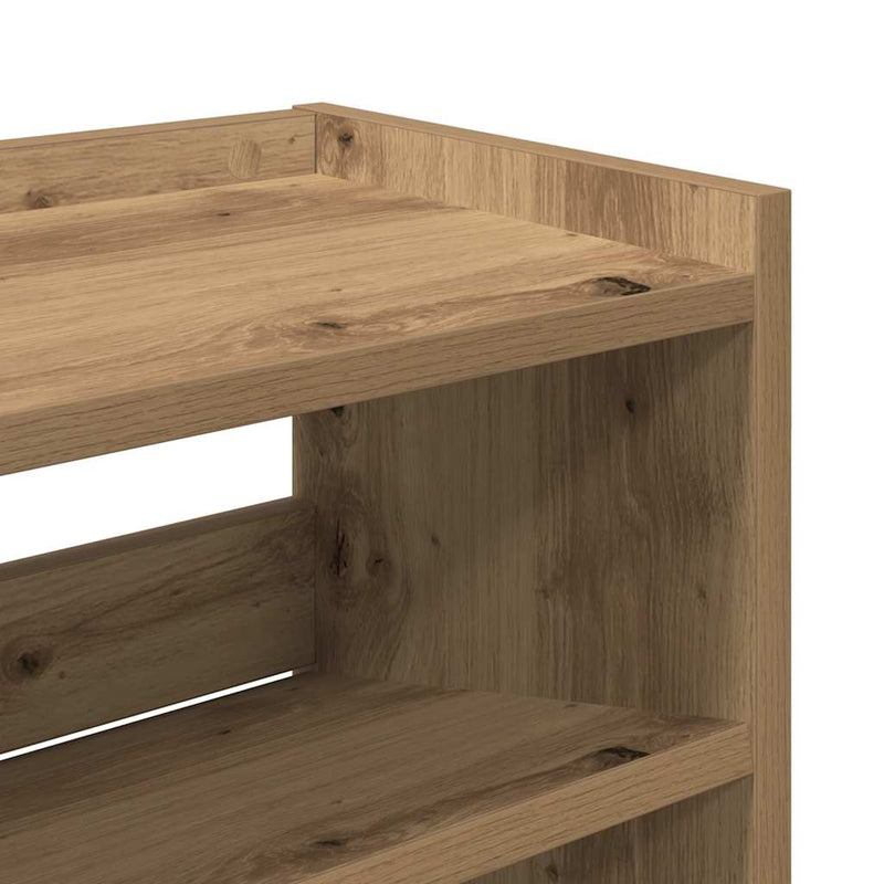 Schoenenrek 80X25X Bewerkt Hout Artisanaal Eikenkleur Artisanaal Eikenkleurig
