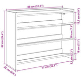 Schoenenrek 80X25X Bewerkt Hout Artisanaal Eikenkleur Artisanaal Eikenkleurig