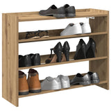 Schoenenrek 80X25X Bewerkt Hout Artisanaal Eikenkleur Artisanaal Eikenkleurig