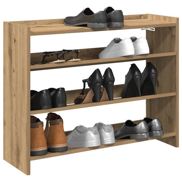 Schoenenrek 80X25X Bewerkt Hout Artisanaal Eikenkleur Artisanaal Eikenkleurig