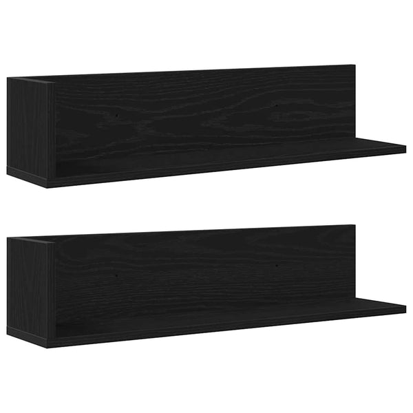 Wandschappen 2 St 75X16,5X16,5 Cm Bewerkt Hout Zwart