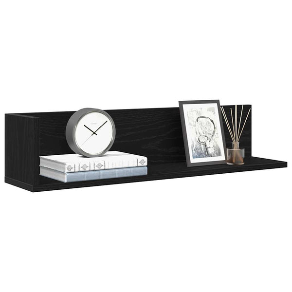 Wandschappen 2 St 75X16,5X16,5 Cm Bewerkt Hout Zwart