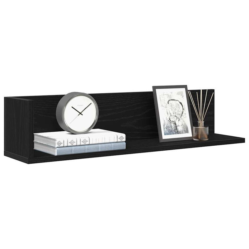 Wandschappen 2 St 75X16,5X16,5 Cm Bewerkt Hout Zwart