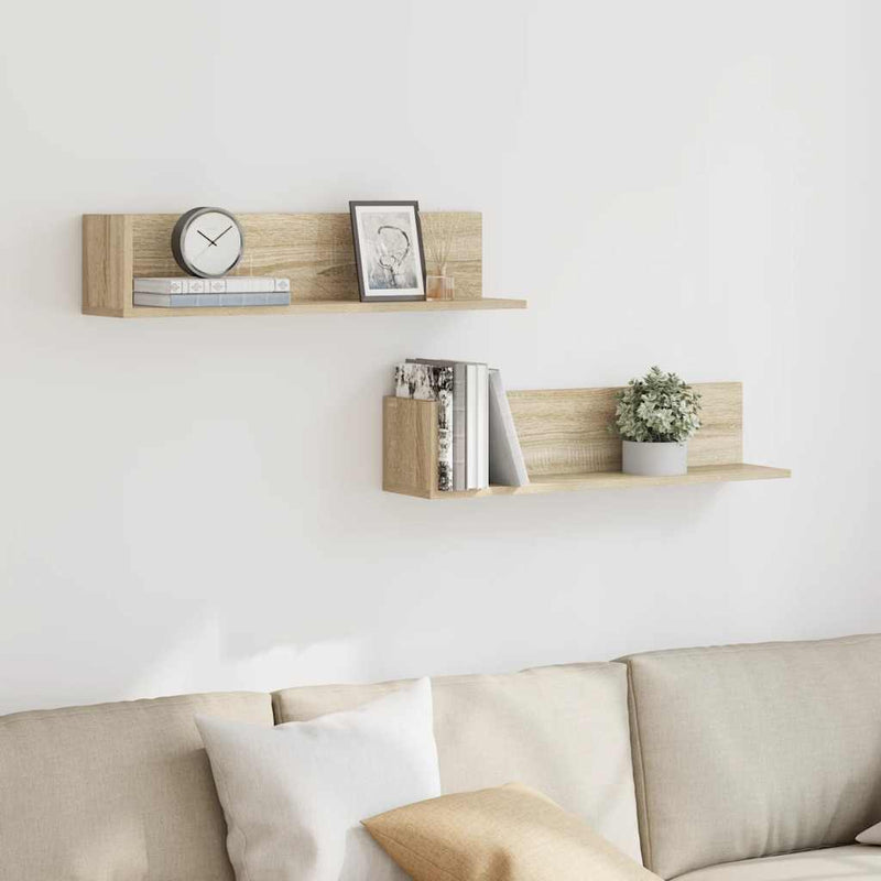 Wandschappen 2 St 75X16,5X16,5Cm Bewerkt Hout Kleur Sonoma Eiken