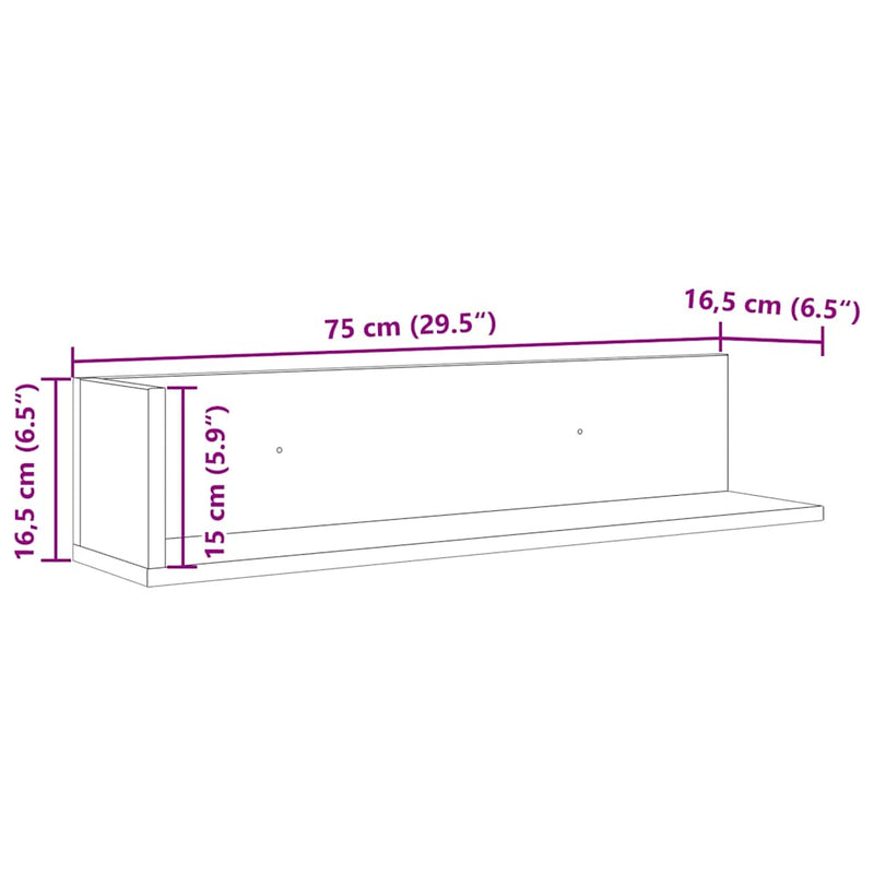 Wandschappen 2 St 75X16,5X16,5Cm Bewerkt Hout Kleur Sonoma Eiken