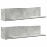 Wandschappen 2 St 75X16,5X16,5 Cm Bewerkt Hout Betongrijs