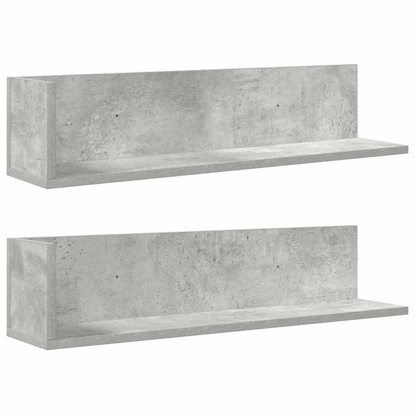 Wandschappen 2 St 75X16,5X16,5 Cm Bewerkt Hout Betongrijs