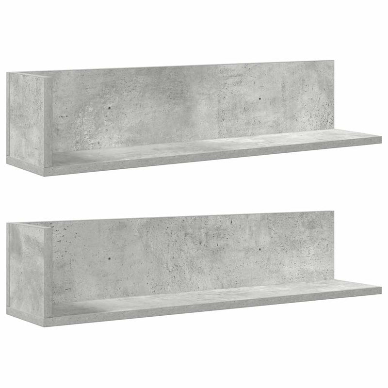 Wandschappen 2 St 75X16,5X16,5 Cm Bewerkt Hout Betongrijs