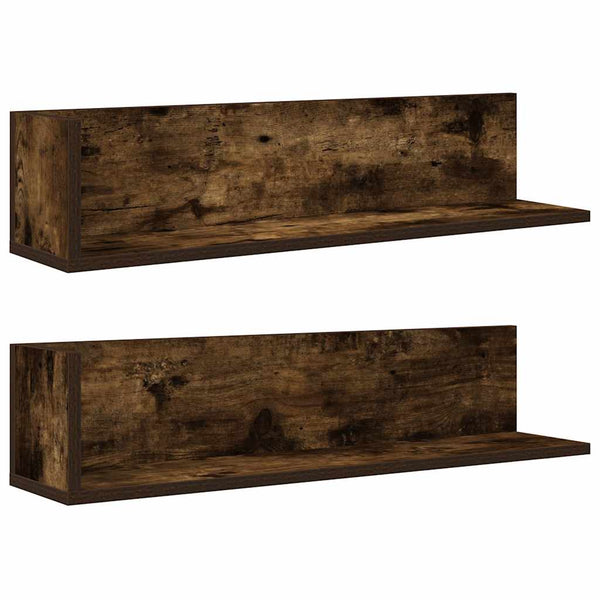 Wandschappen 2 St 75X16,5X16,5 Cm Bewerkt Hout Gerookt Eiken