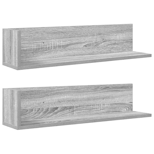 Wandschappen 2 St 75X16,5X16,5 Cm Bewerkt Hout Grijs Sonoma
