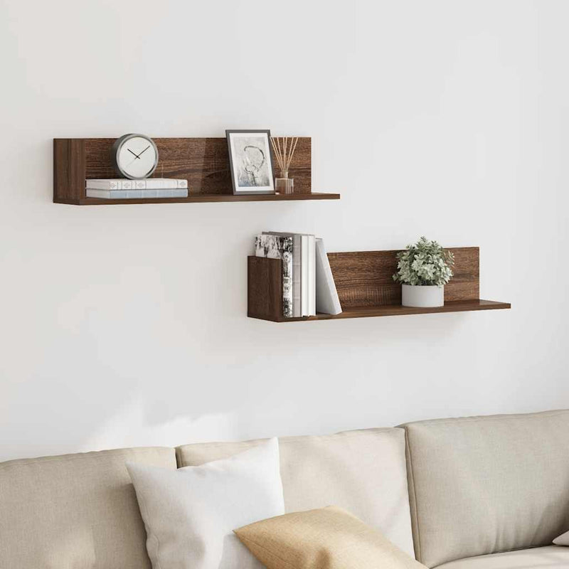 Wandschappen 2 St 75X16,5X16,5 Cm Bewerkt Hout Bruin Eikenkleur