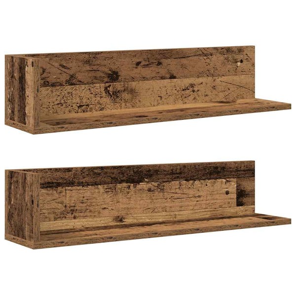 Wandschappen 2 St 75X16,5X16,5 Cm Bewerkt Hout Kleurig Oud Hout