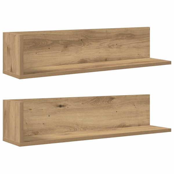 Wandschappen 2 St 75X16,5X16,5 Bewerkt Hout Artisanaal Eiken Artisanaal Eikenkleurig