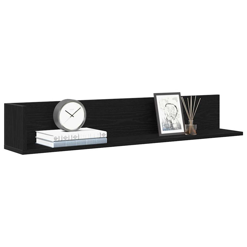 Wandschappen 2 St 75X16,5X16,5 Cm Bewerkt Hout Zwart