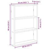 Wandschap 43X9X60 Cm Bewerkt Hout Kleurig