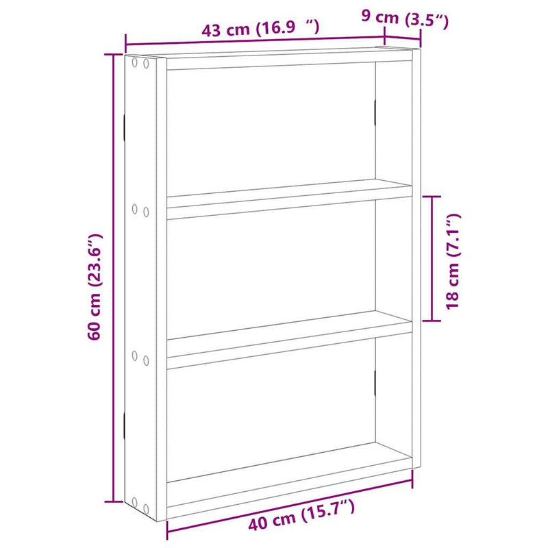 Wandschap 43X9X60 Cm Bewerkt Hout Kleurig