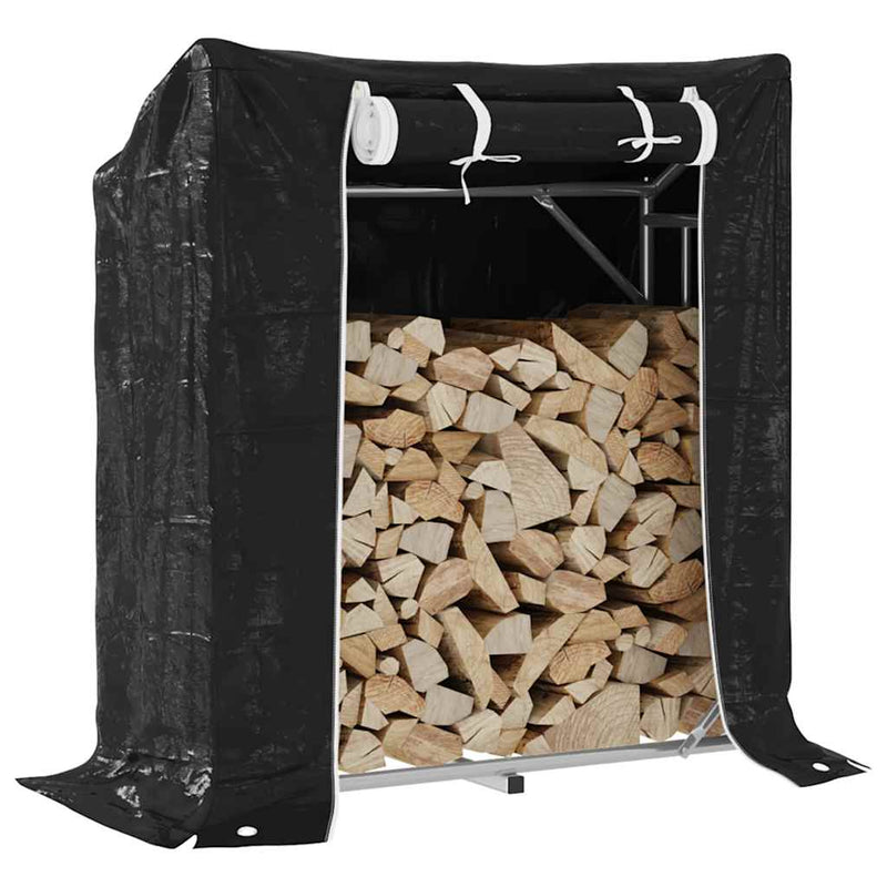 Haardhoutrek Met Regenhoes 200,5X41X110,5 Cm Staal