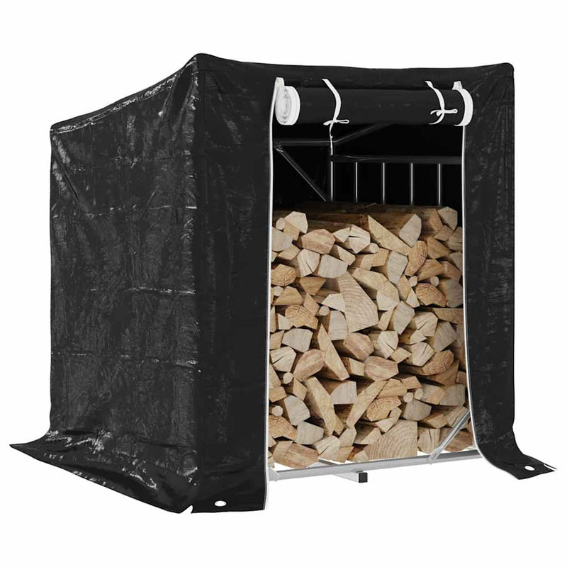 Haardhoutrek Met Regenhoes 200,5X41X110,5 Cm Staal