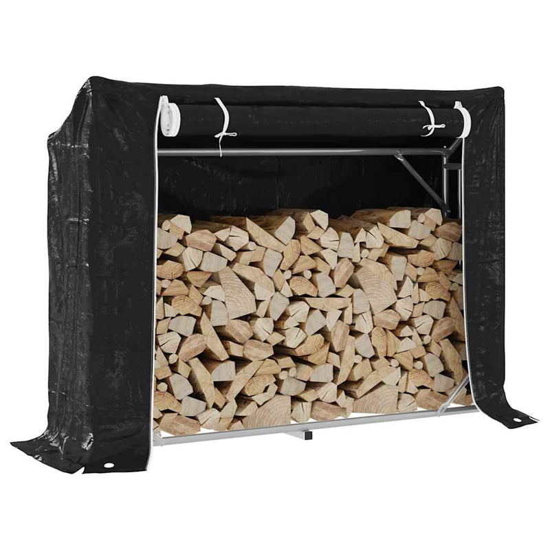 Haardhoutrek Met Regenhoes 200,5X41X110,5 Cm Staal