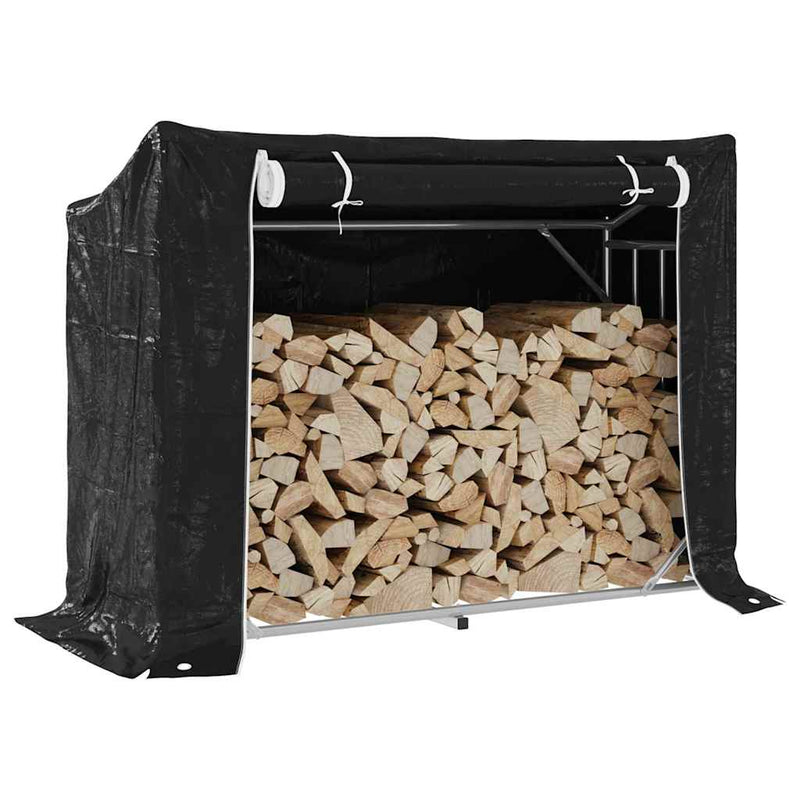 Haardhoutrek Met Regenhoes 200,5X41X110,5 Cm Staal