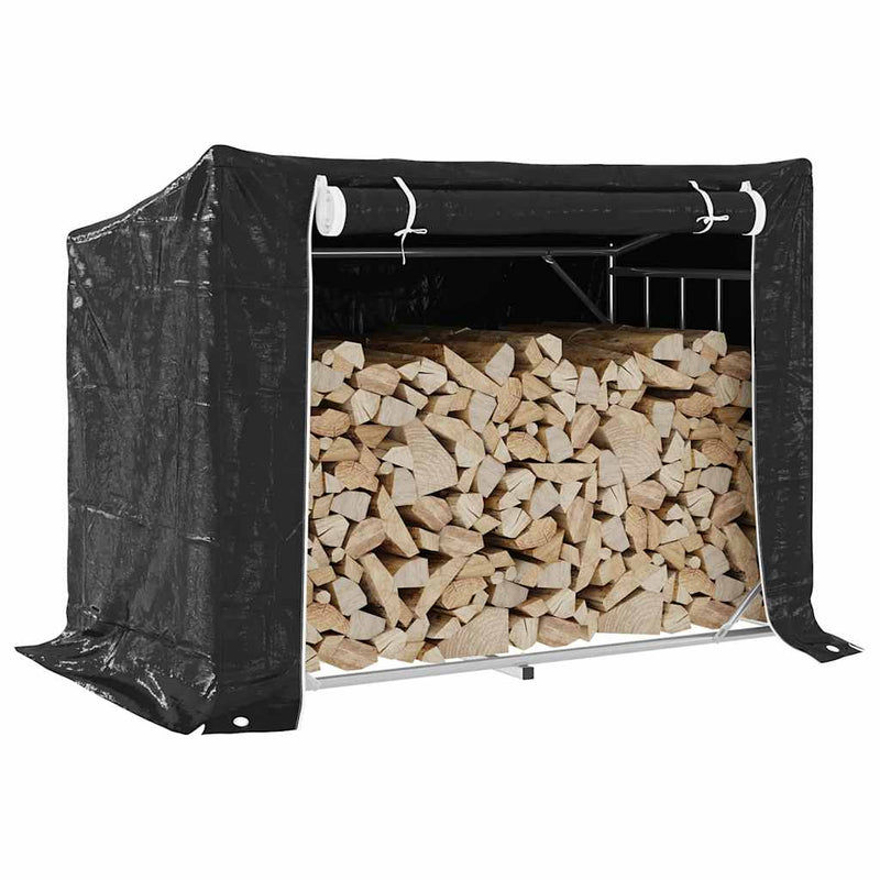 Haardhoutrek Met Regenhoes 200,5X41X110,5 Cm Staal