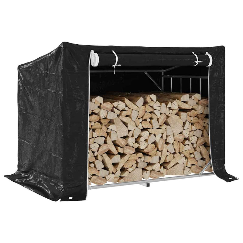 Haardhoutrek Met Regenhoes 200,5X41X110,5 Cm Staal