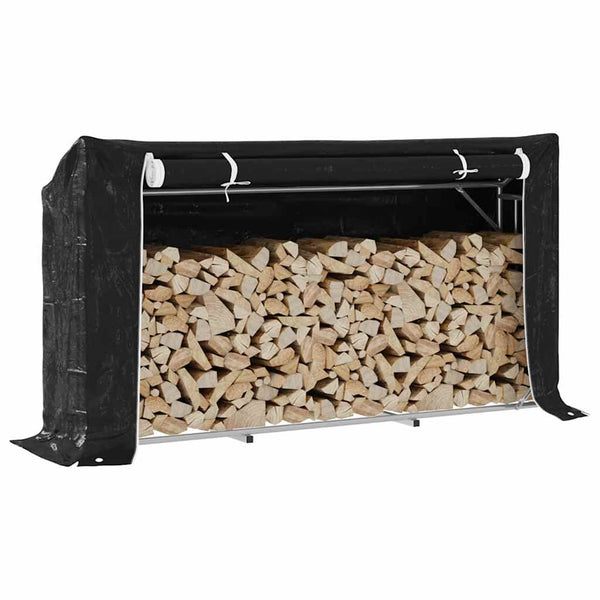Haardhoutrek Met Regenhoes 200,5X41X110,5 Cm Staal