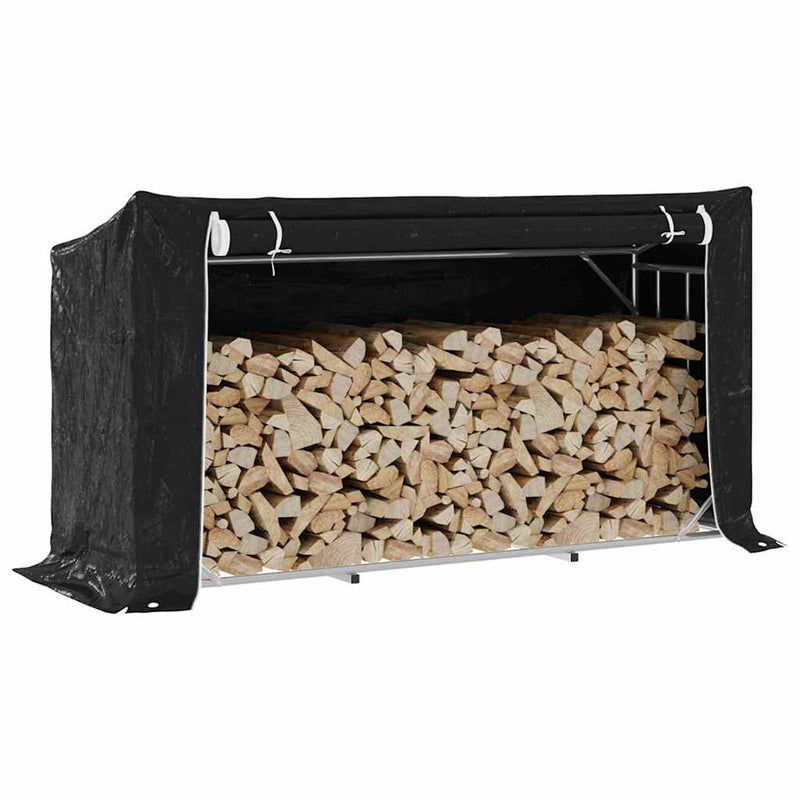 Haardhoutrek Met Regenhoes 200,5X41X110,5 Cm Staal