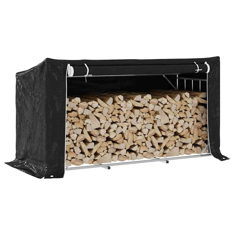 Haardhoutrek Met Regenhoes 200,5X41X110,5 Cm Staal