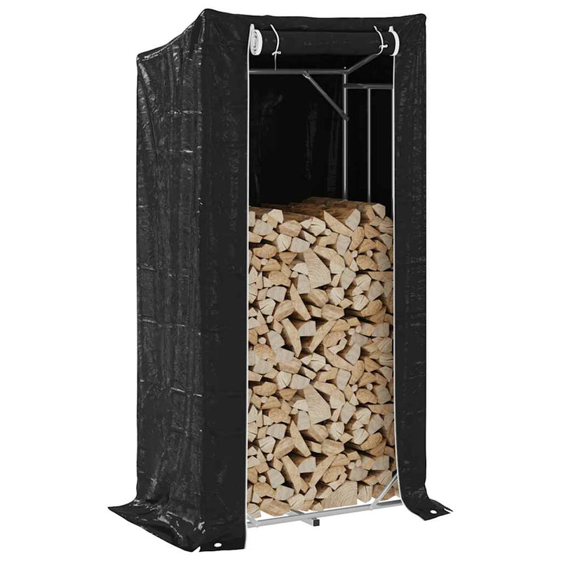 Haardhoutrek Met Regenhoes 200,5X41X110,5 Cm Staal