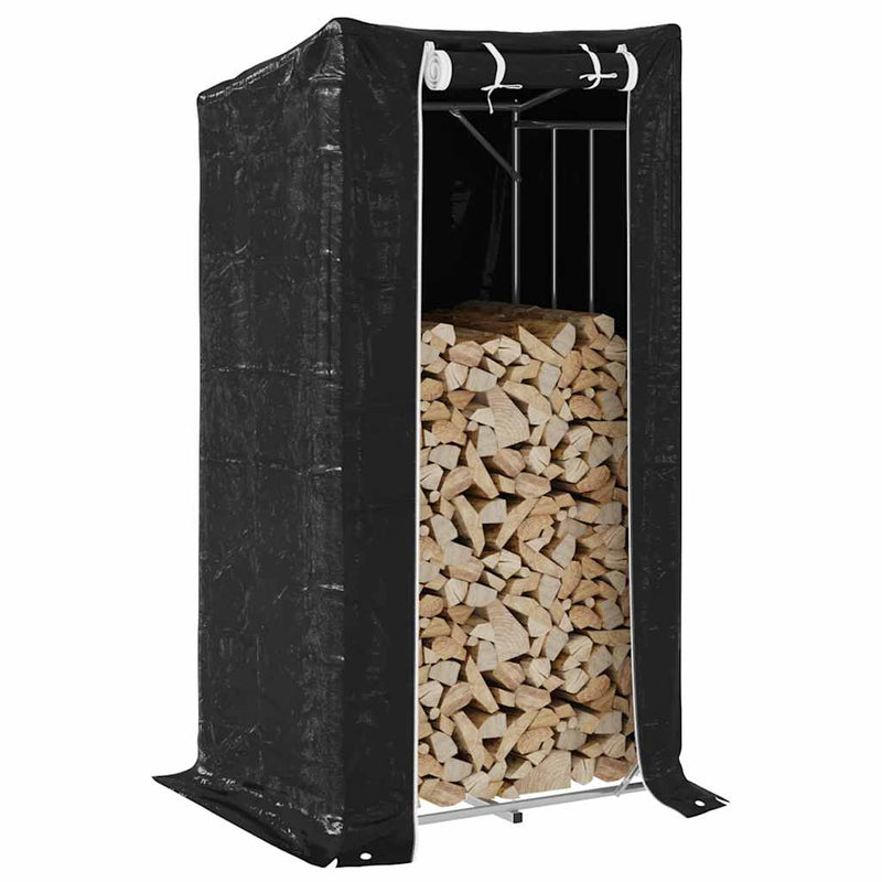 Haardhoutrek Met Regenhoes 200,5X41X110,5 Cm Staal