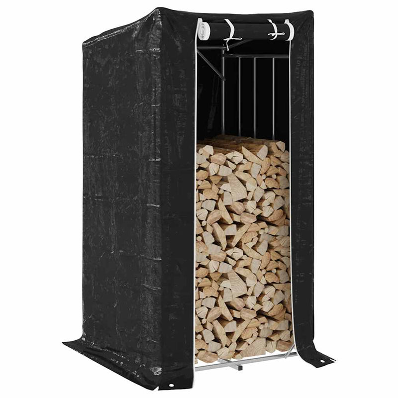 Haardhoutrek Met Regenhoes 200,5X41X110,5 Cm Staal