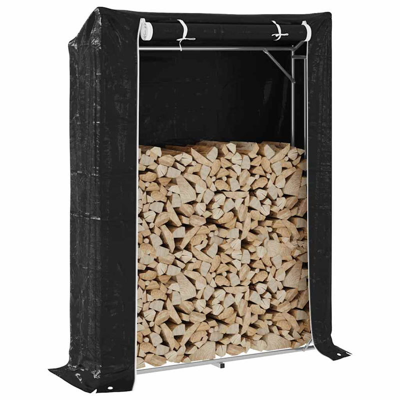 Haardhoutrek Met Regenhoes 200,5X41X110,5 Cm Staal
