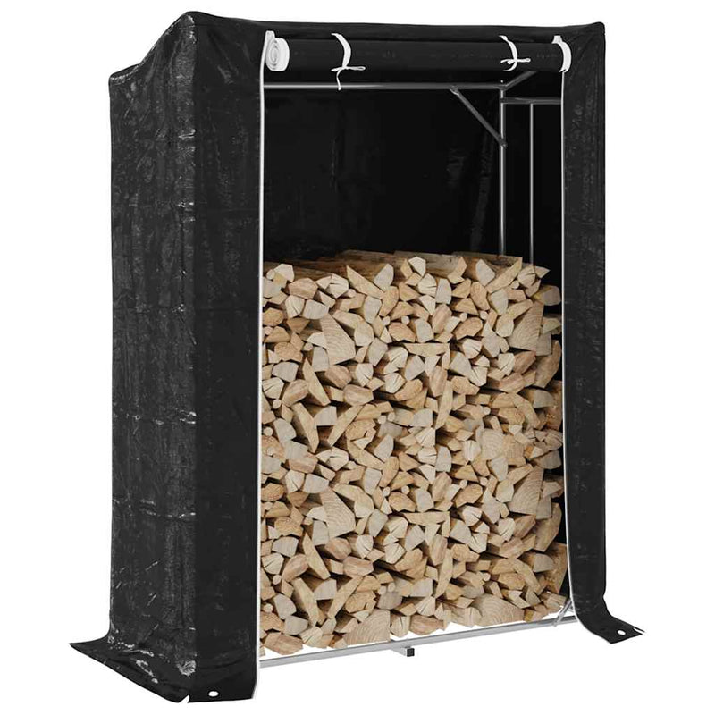 Haardhoutrek Met Regenhoes 200,5X41X110,5 Cm Staal