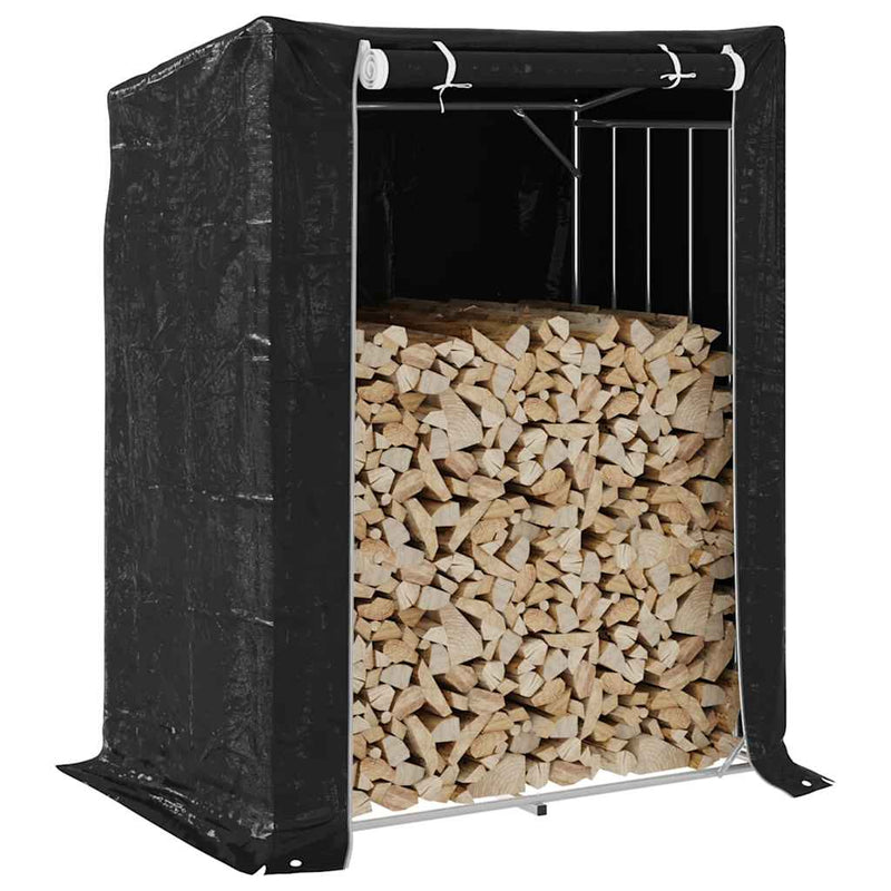 Haardhoutrek Met Regenhoes 200,5X41X110,5 Cm Staal