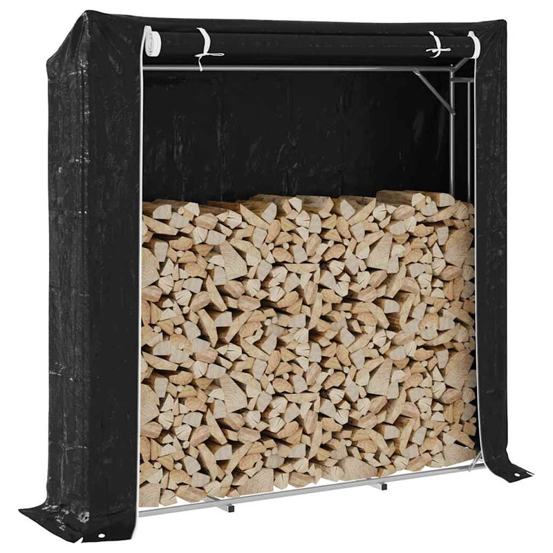 Haardhoutrek Met Regenhoes 200,5X41X110,5 Cm Staal