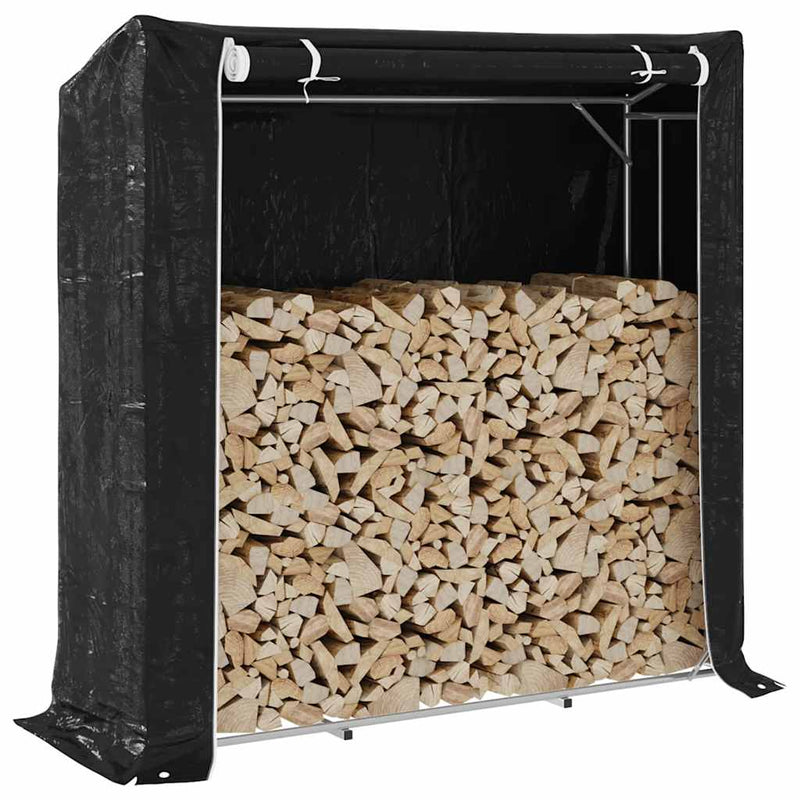 Haardhoutrek Met Regenhoes 200,5X41X110,5 Cm Staal