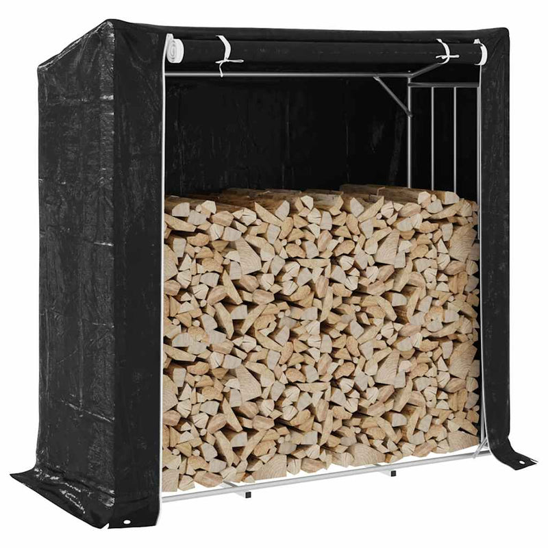 Haardhoutrek Met Regenhoes 200,5X41X110,5 Cm Staal