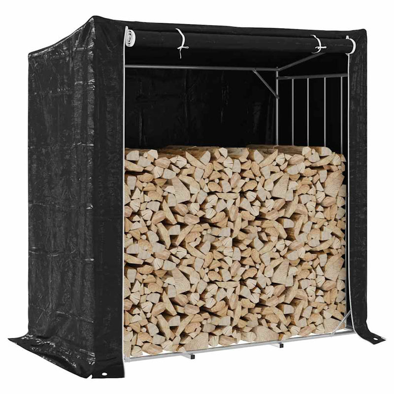 Haardhoutrek Met Regenhoes 200,5X41X110,5 Cm Staal