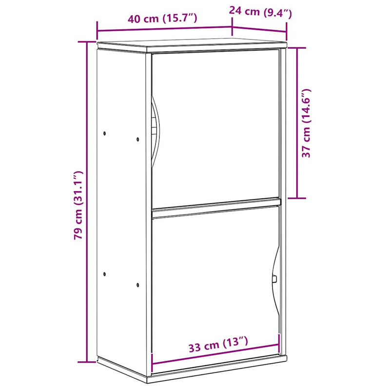 Bijzetkast Odda 40X24X79 Cm Massief Grenenhout
