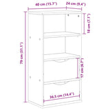 Bijzetkast Met Lades Odda 40X24X79 Cm Massief Grenenhout