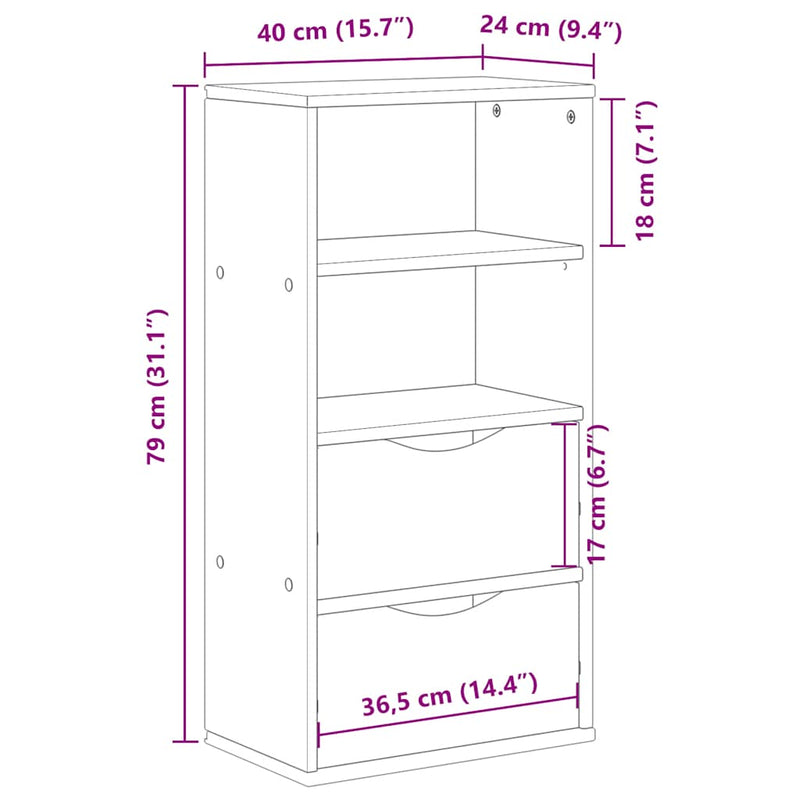 Bijzetkast Met Lades Odda 40X24X79 Cm Massief Grenenhout