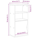 Bijzetkast Odda 40X24X79 Cm Massief Grenenhout