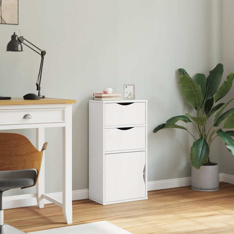 Bijzetkast Met Lades Odda 40X24X79 Cm Massief Grenenhout