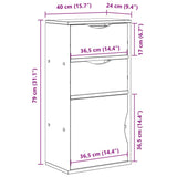 Bijzetkast Met Lades Odda 40X24X79 Cm Massief Grenenhout