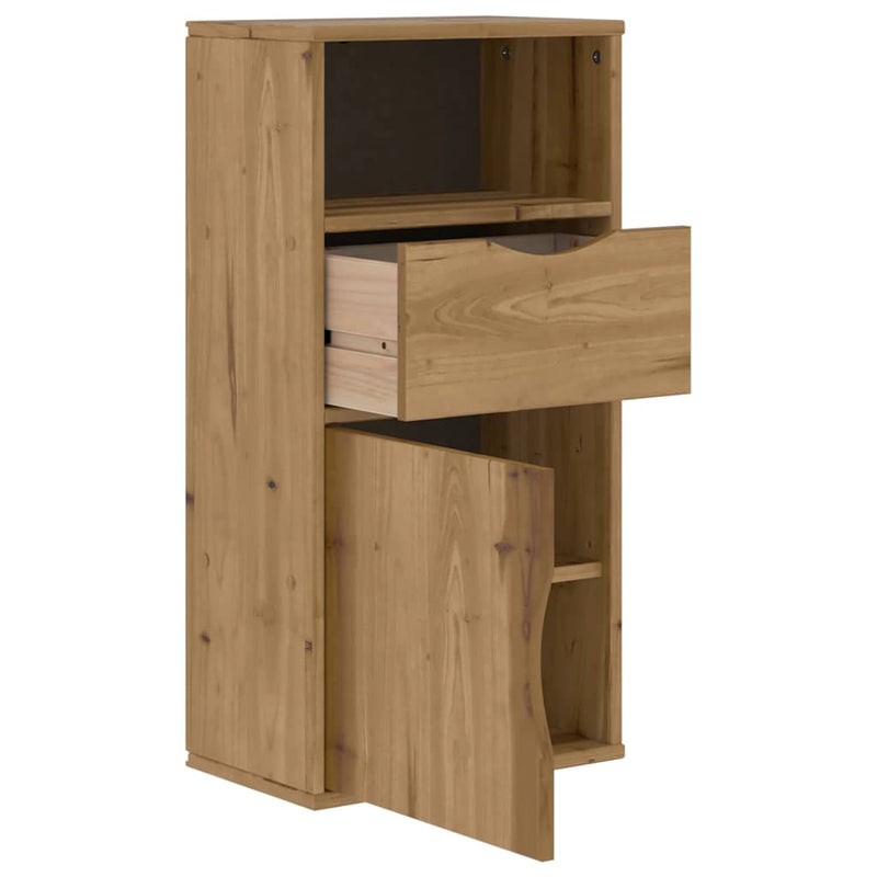 Bijzetkast Met Lade Odda 40X24X79 Cm Massief Grenenhout