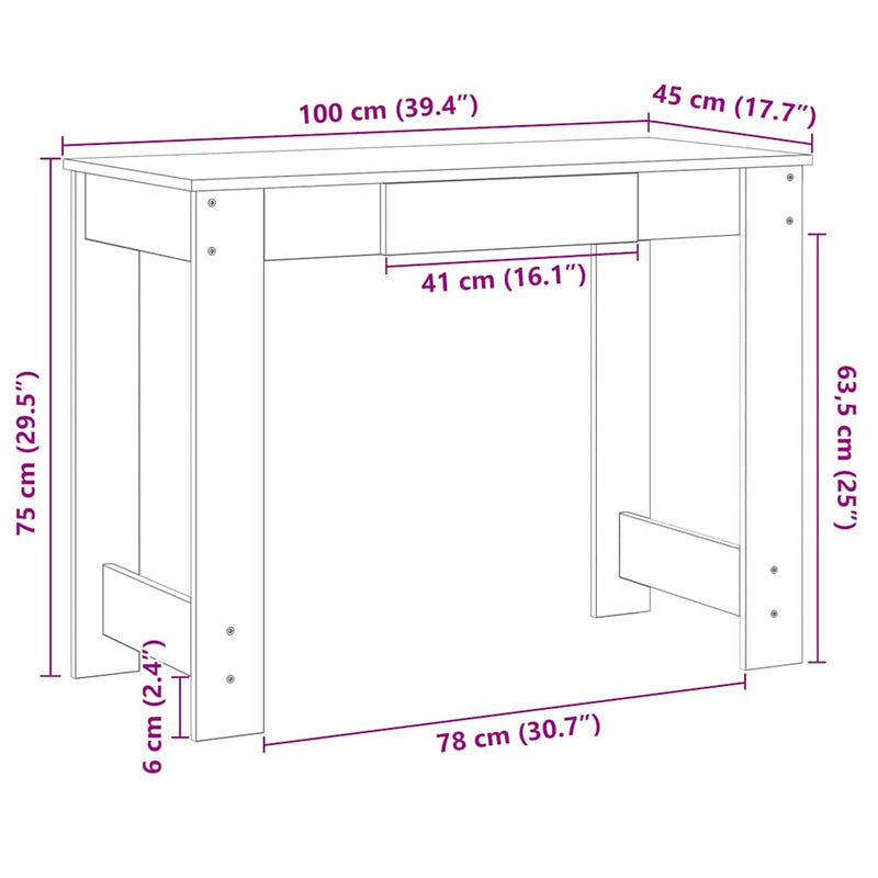 Bureau 100X45X75 Cm Bewerkt Hout Kleurig