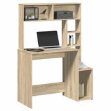 Bureau Met Schappen 100X45X140 Cm Bewerkt Hout Artisanaal Eiken